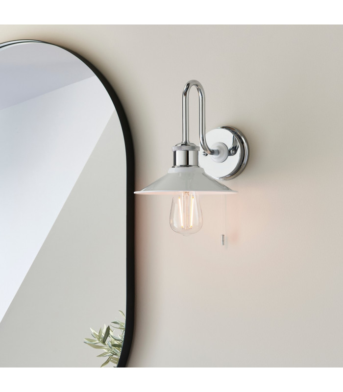 Bathroom Metal Wall Lamp Chrome Plate Gloss White IP44-3
