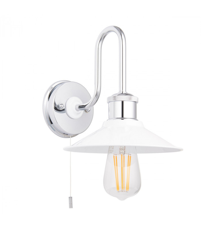 Bathroom Metal Wall Lamp Chrome Plate Gloss White IP44-7