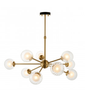 Multi Arm Glass Pendant Ceiling Lamp Satin Brass Plate Glass-1