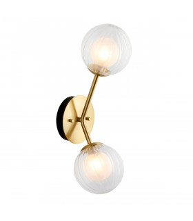 Metal Wall Lamp Satin Brass Plate Glass-1