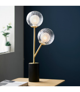 Complete Table Lamp Satin Brass Plate Glass-2