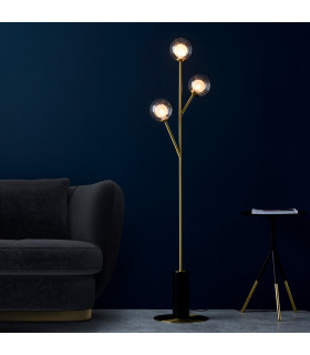 Complete Floor Lamp Satin Brass Plate Glass-2