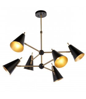 Multi Arm Shade Pendant Ceiling Lamp Matt Antique Brass Plate Matt Black-1