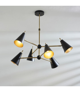 Multi Arm Shade Pendant Ceiling Lamp Matt Antique Brass Plate Matt Black-2