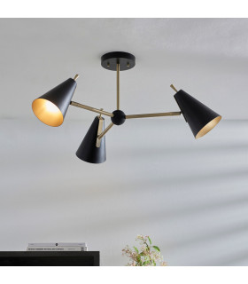 Multi Arm Lamp Semi Flush Ceiling Lamp Matt Antique Brass Plate Matt Black-2