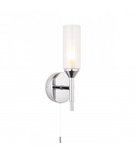 Bathroom Glass Wall Lamp Chrome Plate Ribbed Glass IP44-1