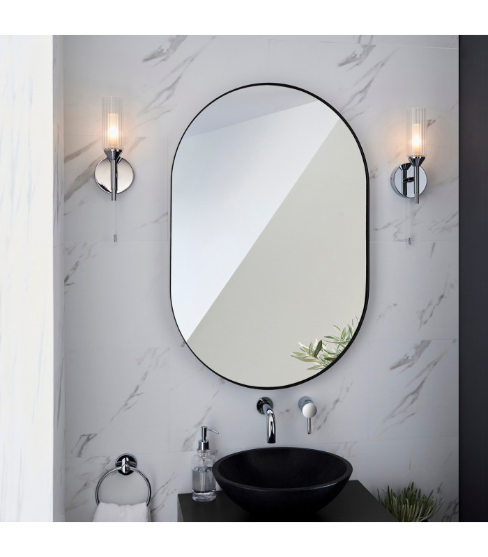 Bathroom Glass Wall Lamp Chrome Plate Ribbed Glass IP44-6