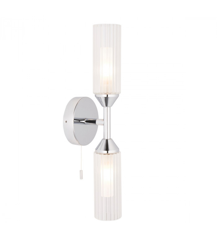 Bathroom Glass Wall Lamp Chrome Plate Ribbed Glass IP44-1