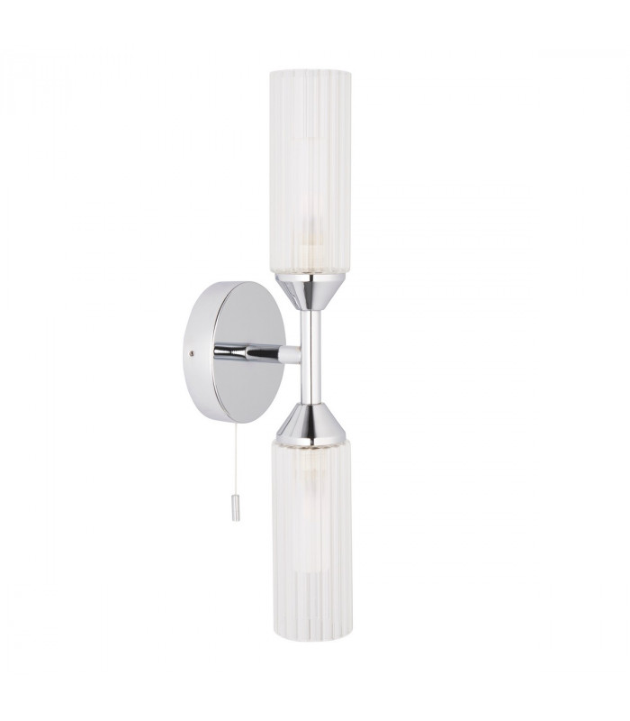 Bathroom Glass Wall Lamp Chrome Plate Ribbed Glass IP44-8