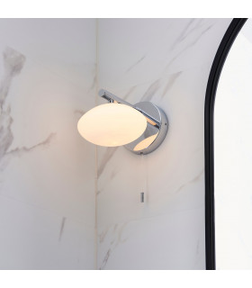 Bathroom Glass Wall Lamp Chrome Plate Opal Glass IP44-2
