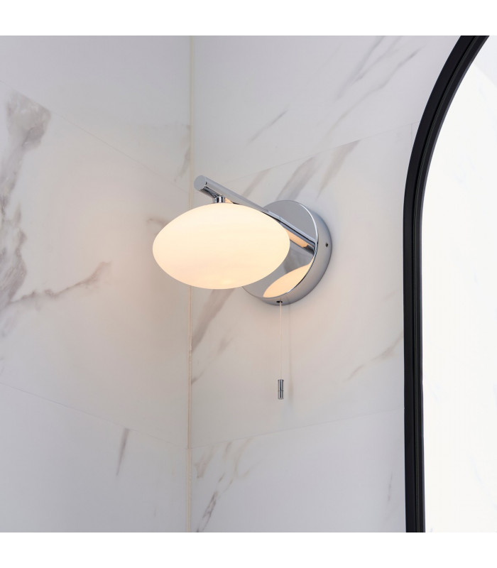 Bathroom Glass Wall Lamp Chrome Plate Opal Glass IP44-2