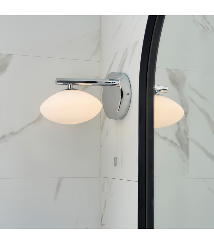 Bathroom Glass Wall Lamp Chrome Plate Opal Glass IP44-4