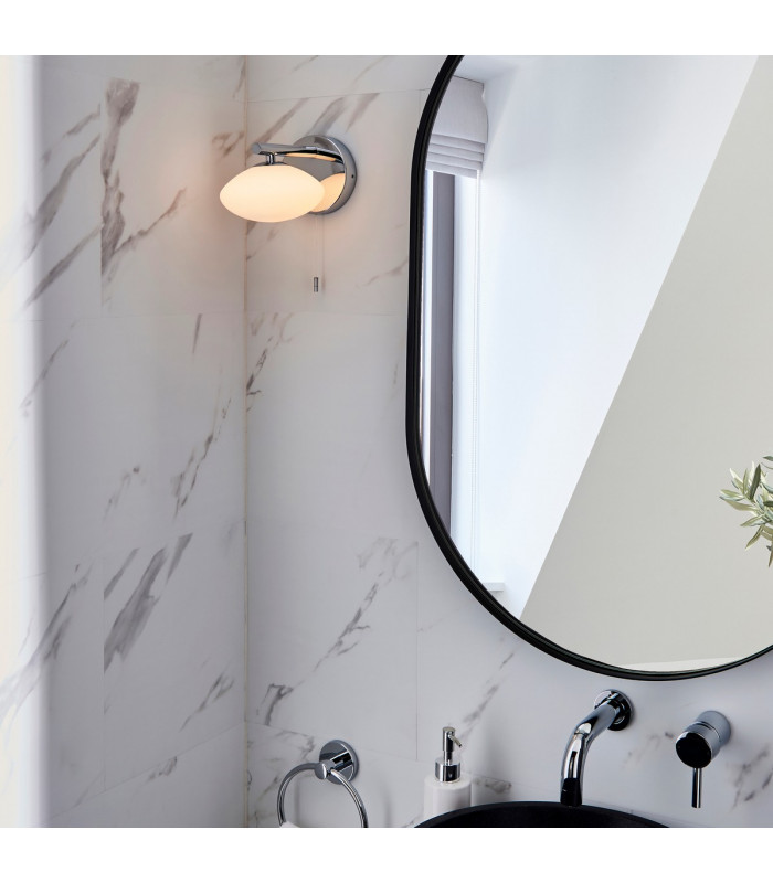 Bathroom Glass Wall Lamp Chrome Plate Opal Glass IP44-5