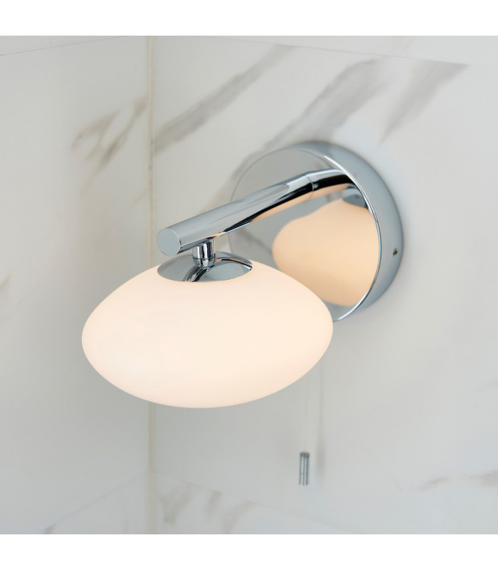 Bathroom Glass Wall Lamp Chrome Plate Opal Glass IP44-6