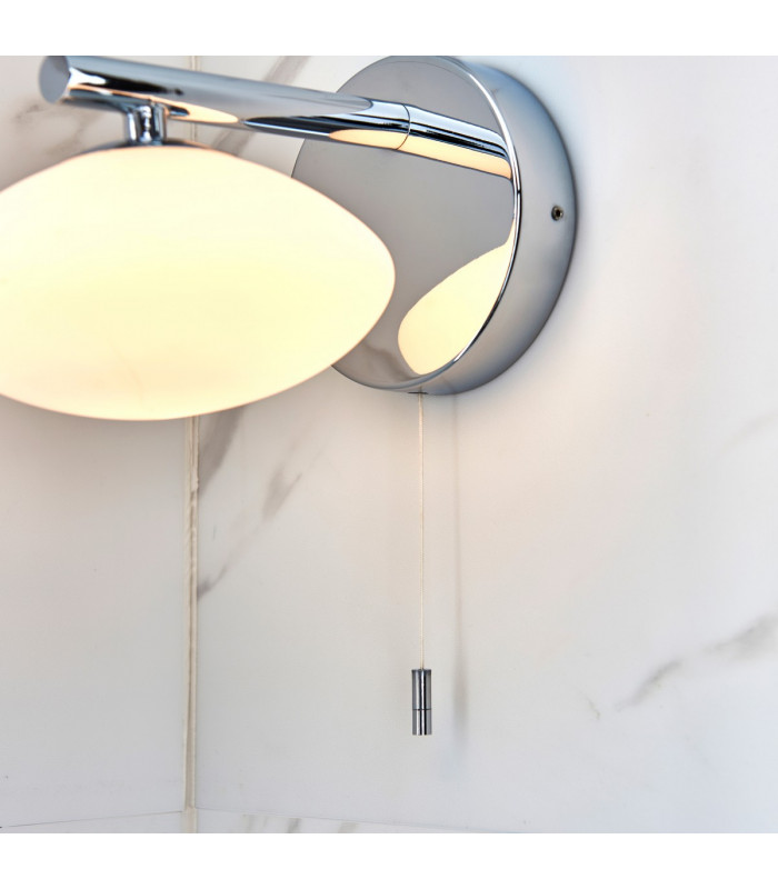 Bathroom Glass Wall Lamp Chrome Plate Opal Glass IP44-7
