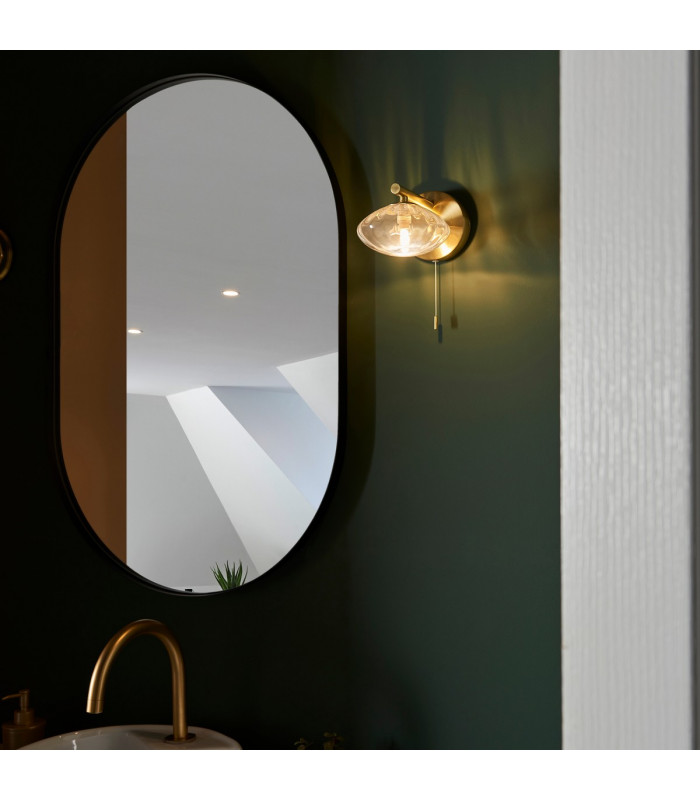 Bathroom Glass Wall Lamp Satin Brass Plate Ribbed Glass IP44-5