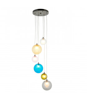 Plate Pendant Ceiling Lamp Black Chrome Plate Multi Coloured Glass-1