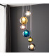 Plate Pendant Ceiling Lamp Black Chrome Plate Multi Coloured Glass-4