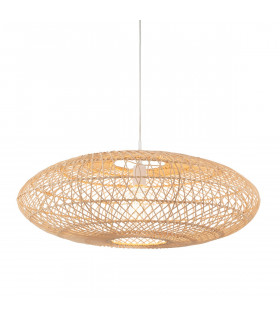 Single Pendant Ceiling Lamp Natural Rattan Gloss White-1