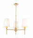 Multi Arm Shade Pendant Ceiling Lamp Satin Brass Plate Vintage White Fabric-1