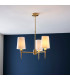 Multi Arm Shade Pendant Ceiling Lamp Satin Brass Plate Vintage White Fabric-2