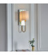 Shade Wall Lamp Satin Brass Plate Vintage White Fabric-4