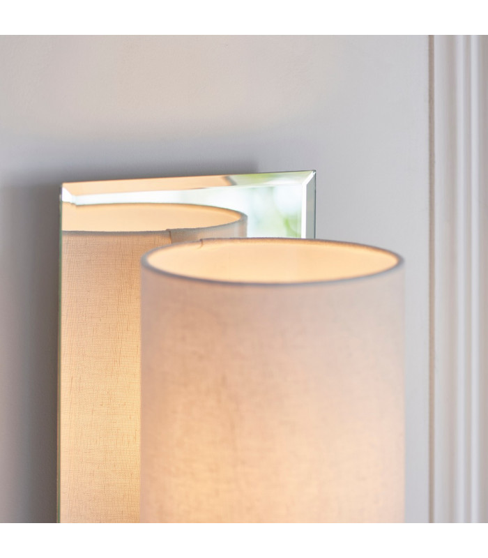 Shade Wall Lamp Satin Brass Plate Vintage White Fabric-7