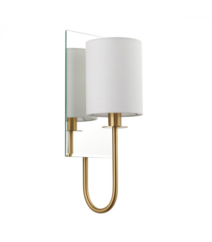 Shade Wall Lamp Satin Brass Plate Vintage White Fabric-8
