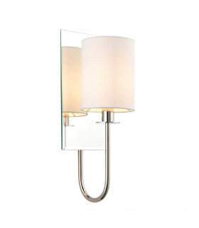 Shade Wall Lamp Bright Nickel Plate Vintage White Fabric-1