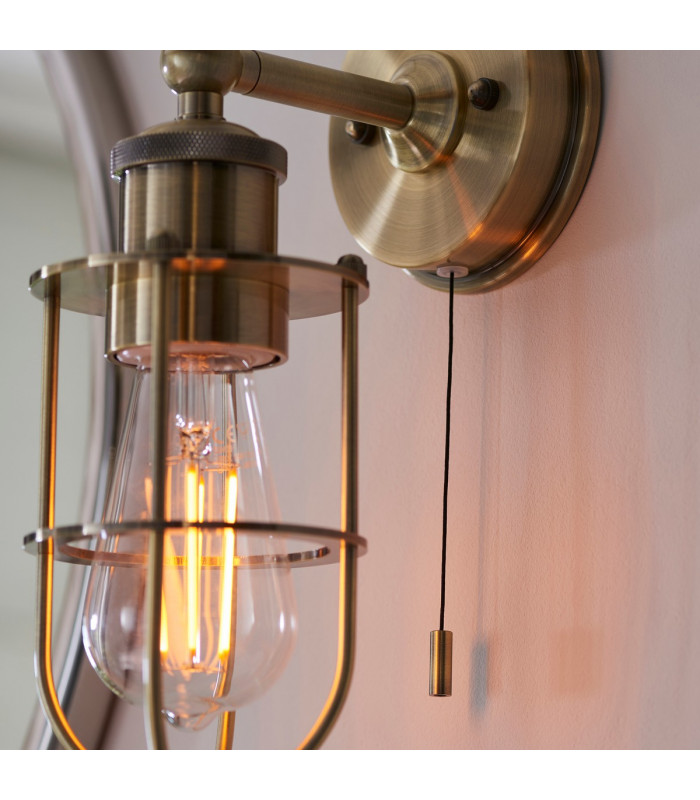Bathroom Metal Wall Lamp Antique Brass Plate IP44-6