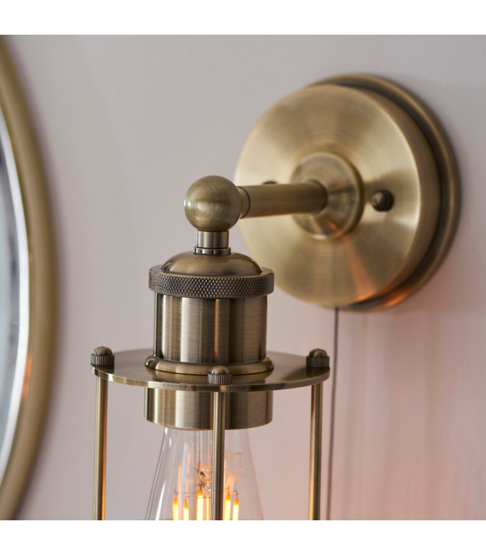 Bathroom Metal Wall Lamp Antique Brass Plate IP44-7