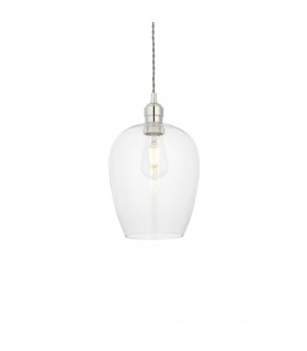 Single Pendant Ceiling Lamp Bright Nickel Plate Glass-1