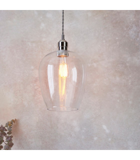 Single Pendant Ceiling Lamp Bright Nickel Plate Glass-2