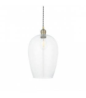 Single Pendant Ceiling Lamp Antique Brass Plate Glass-1
