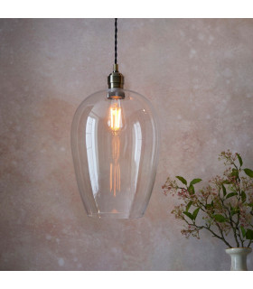Single Pendant Ceiling Lamp Antique Brass Plate Glass-2