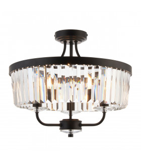 Multi Arm Lamp Semi Flush Ceiling Lamp Matt Black Cut Glass-1