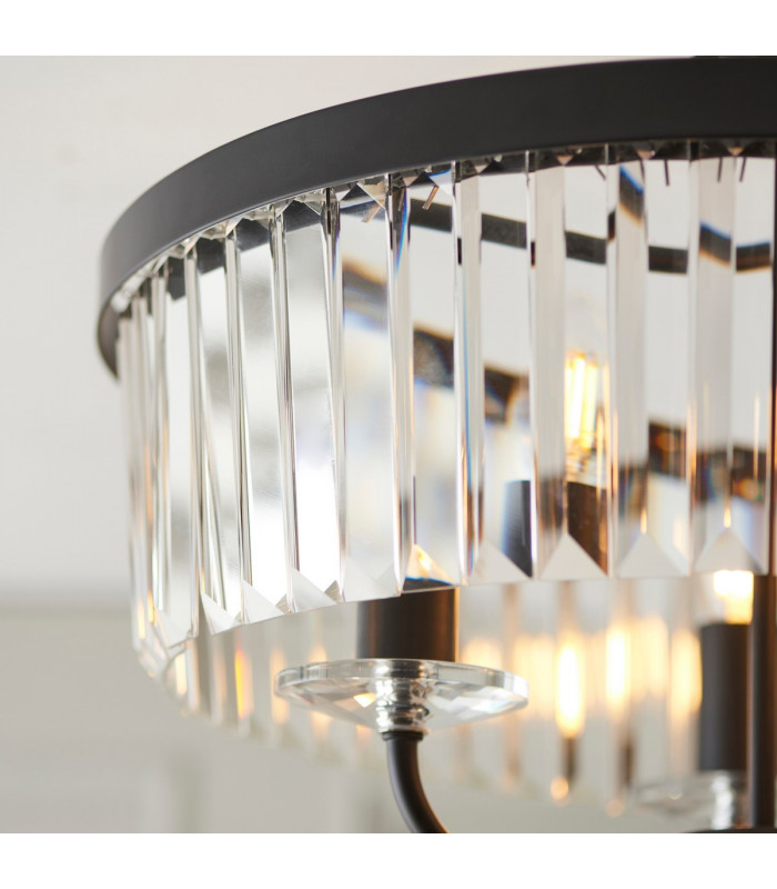 Multi Arm Lamp Semi Flush Ceiling Lamp Matt Black Cut Glass-6