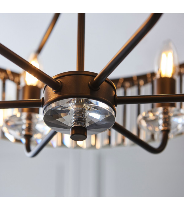 Multi Arm Lamp Pendant Ceiling Lamp Matt Black Cut Glass-5