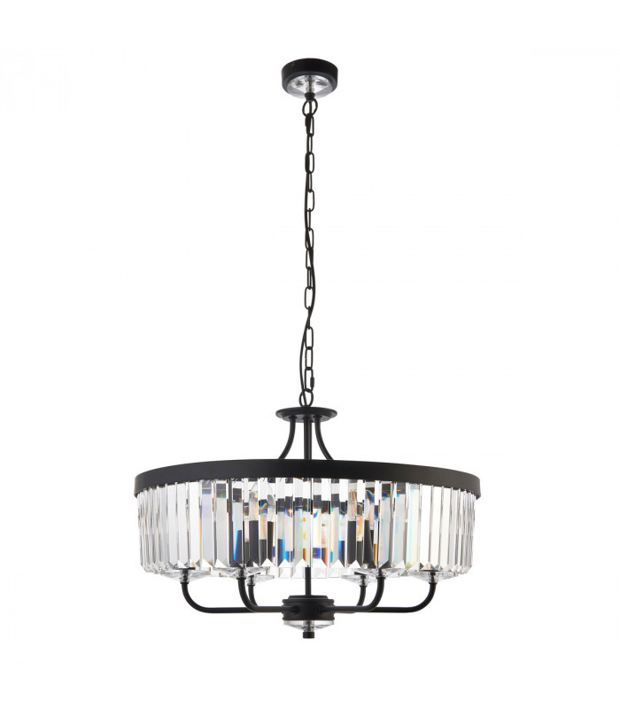 Multi Arm Lamp Pendant Ceiling Lamp Matt Black Cut Glass-7