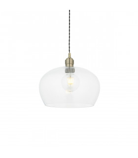 Single Pendant Ceiling Lamp Antique Brass Plate Glass-1