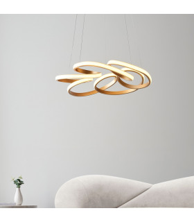 Single Pendant Ceiling Lamp Satin Gold Paint White-2