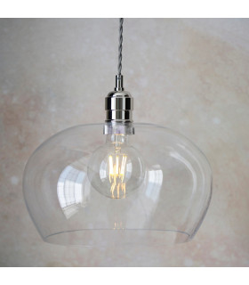 Single Pendant Ceiling Lamp Bright Nickel Plate Glass-2