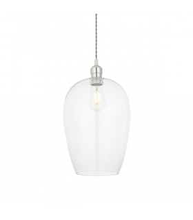 Single Pendant Ceiling Lamp Bright Nickel Plate Glass-1