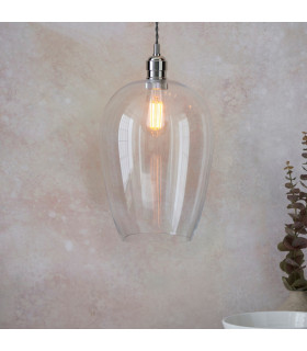 Single Pendant Ceiling Lamp Bright Nickel Plate Glass-2