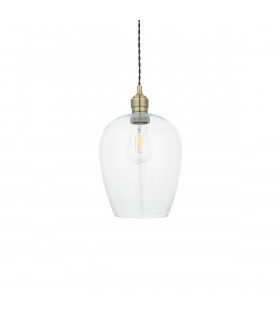 Single Pendant Ceiling Lamp Antique Brass Plate Glass-1