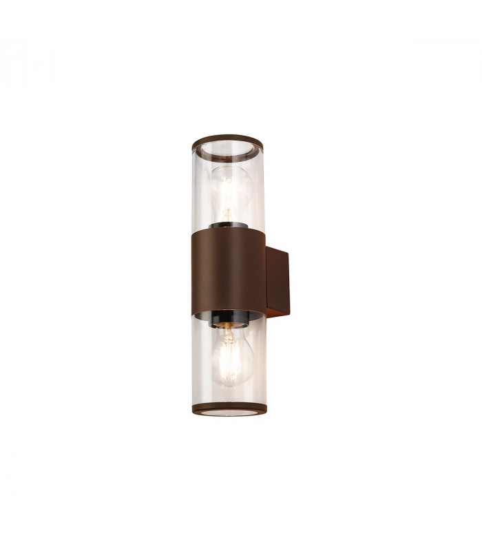 Kirkwood Outdoor Wall Lamp 2 Light E27 IP54 Matt Brown Clear-1