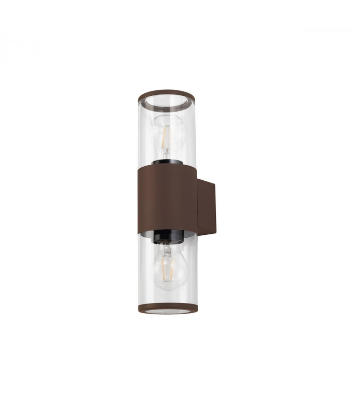 Kirkwood Outdoor Wall Lamp 2 Light E27 IP54 Matt Brown Clear-4