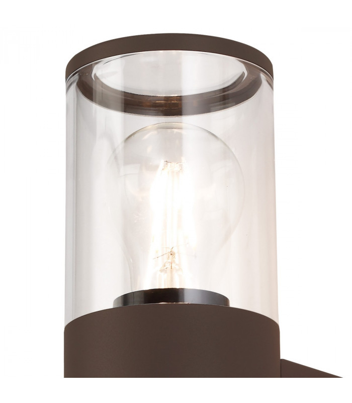 Kirkwood Outdoor Wall Lamp 2 Light E27 IP54 Matt Brown Clear-5