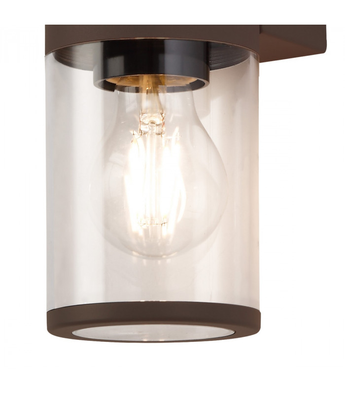 Kirkwood Outdoor Wall Lamp 2 Light E27 IP54 Matt Brown Clear-6