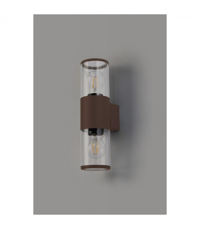 Kirkwood Outdoor Wall Lamp 2 Light E27 IP54 Matt Brown Clear-7